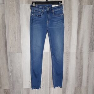 Rag & Bone Cate Mid Rise Ankle Skinny Jeans Flint Blue 24 NWOT Designer Denim